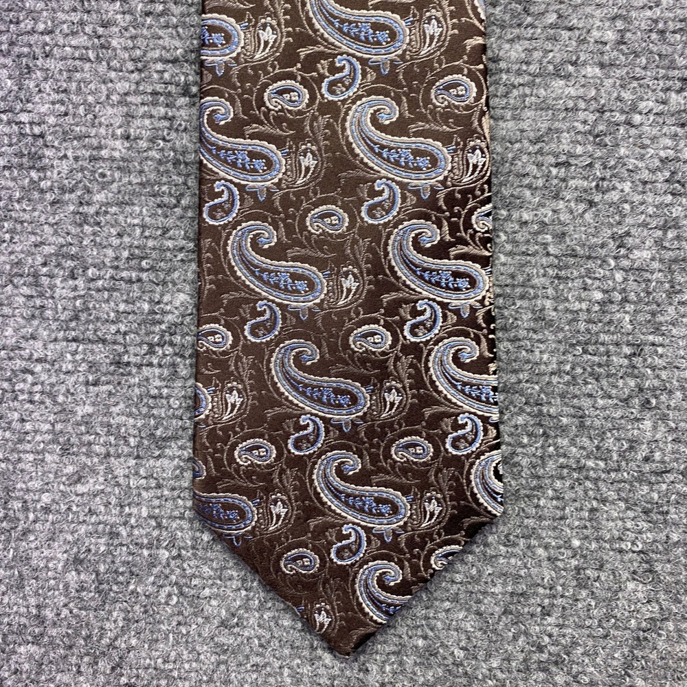 Daniel Craig Mens Brown Blue Paisley‎ 100% Silk Necktie Classic Formal Tie